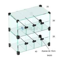 Baleiros de vidro modulado Temperado 40x40cm -