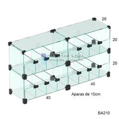 Baleiro de vidro modulado Temperado 80x40cm