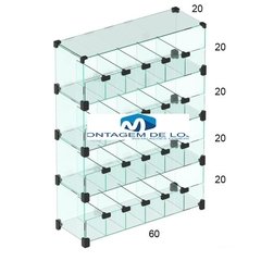 Baleiro de vidro modulado Temperado - 60x80x20cm - - comprar online