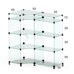 Balcao de vidro Modulado em L 1,00x1,00x1,00cm