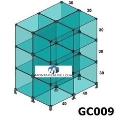 Balcão de vidro central meio de loja 0,80x1,00x0,60cm GC009