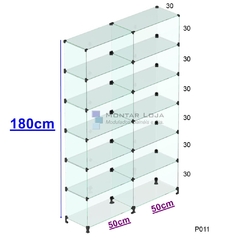 Prateleira de Vidro modulado e temperado 1,00x1,80x0,30cm
