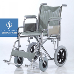 Silla acero transporte, desmont., ruedas 30/20cm neum./polyaire, ancho 41/57cm