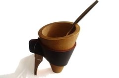 MATE CÓNICO MADERA BASE DE CUERO - comprar online