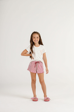 Pijama Feminino Infantil Manga Curta com Shorts