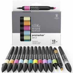 Set 2 Promarker Winsor & Newton x12unid+ 1 Blender