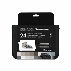 Promarker Set Winsor & Newton Tonos Grises y Negros x24