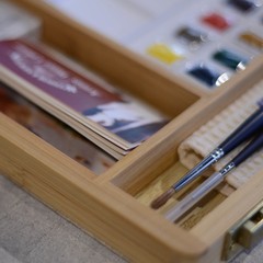 Bamboo Box Watercolor Half Pan - Valija Winsor & Newton - Artística Aguilar