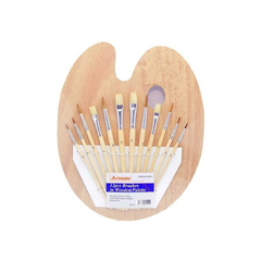 Set Paleta de Madera Artmate +12 pinceles surtidos