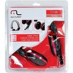 HEADSET CRAB PH042 PRETO COM DETALHE EM VERMELHO - MULTILASER - comprar online