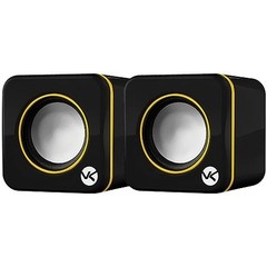 CAIXA DE SOM 2.0 USB 6W RMS (2X 3W) VS-101 PRETA COM DETALHE EM AMARELO - VINIK