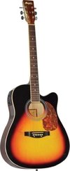 VIOLÃO AÇO ELÉTRICO MD 18 FOLK CUTAWAY NEW SUNBURST, COM EQUALIZADOR ATIVO DE 4 BANDAS E AFINADOR