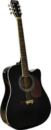 VIOLÃO AÇO ELÉTRICO FOLK CUTAWAY NEW MD 18 PRETO, COM EQUALIZADOR ATIVO DE 4 BANDAS E AFINADOR