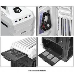 GABINETE MID-TOWER NEW TIGER BRANCO COM LED AZUL E SUPORTE PARA HEADPHONE - TIGERBCOAZ2FCA - PCYES