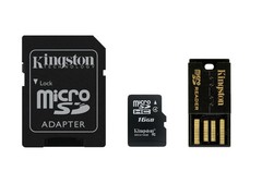 CARTAO DE MEMORIA CLASSE 4 KINGSTON MBLY4G2/16GB MULTIKIT COM MICRO SDHC DE 16GB + ADAPTADOR SD + ADAPTADOR USB - comprar online