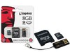 CARTAO DE MEMORIA CLASSE 4 KINGSTON MBLY4G2/8GB MULTIKIT COM MICRO SDHC DE 8GB + ADAPTADOR SD + ADAPTADOR USB