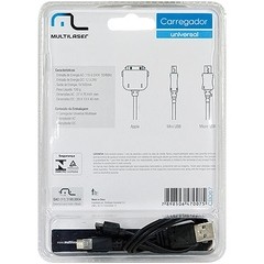 CARREGADOR UNIVERSAL KIT AC/USB+ CARREGADOR 12V, MINI USB, MICRO USB ,IPHONE 4/4S CB067 BIVOLT - MULTILASER - loja online