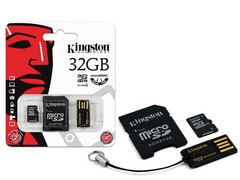 CARTAO DE MEMORIA CLASSE 4 KINGSTON MBLY4G2/32GB MULTIKIT COM MICRO SDHC DE 32GB + ADAPTADOR SD + ADAPTADOR USB