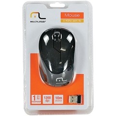 MOUSE SEM FIO 2.4GHZ PRETO USB PLUG AND PLAY 1200DPI MO212 - MULTILASER - comprar online