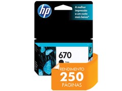 CARTUCHO DE TINTA INK ADVANTAGE HP SUPRIMENTOS CZ113AB HP 670 PRETO 7,5 ML