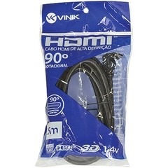 CABO HDMI MACHO X HDMI MACHO 1.4V 5 METROS 1 CONECTOR PADRÃO 1 CONETOR 90 GRAUS 19 PINOS HA90-5 - VINIK na internet