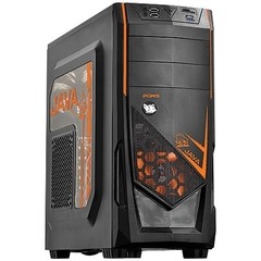 GABINETE MID-TOWER JAVA COM 1 FAN LED LARANJA LATERAL EM ACRILICO - JAVAPTOLR2FCA - PCYES