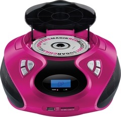 RÁDIO BOOMBOX 20W RMS CD/USB/SD/FM/AUX ROSA E PRETO SP179 - comprar online