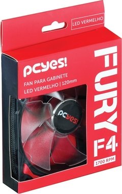 FAN PARA GABINETE 120MM FURY F4 LED VERMELHO - F4120LDVM - PCYES