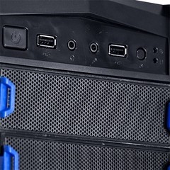 GABINETE MIDTOWER VX GAMING THUNDER V2 PRETO, FAN FRONTAL 120MM LED AZUL, USB 3.0 E JANELA ACRÍLICA - VINIK