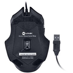 MOUSE ÓPTICO VX GAMING WASP ERGONÔMICO 2400 DPI AJUSTÁVEL E 06 BOTÕES PRETO - VINIK