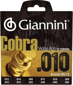 ENCORDOAMENTO PARA VIOLAO 12 CORDAS ACO COBRA BRONZE - GEEF12M