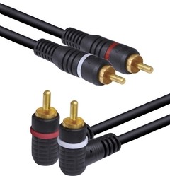 CABO 2 RCA X 2 RCA C/ CONECTOR 90º E FIO TERRA USO EM ÁUDIO PROFISSIONAL 5M - 2RCAT90-5