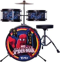 BATERIA MARVEL INFANTIL SPIDER 3 PEÇAS 14" AZUL - BIM-S1