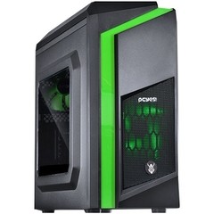 GABINETE MID-TOWER DARK DWARF FAN LED VERDE LATERAL EM ACRÍLICO DWAPTOVD2FCA - PCYES