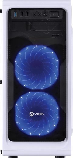 GABINETE MIDTOWER VX GAMING GUARDIAN BRANCO FULL WINDOW 02 FAN FRONTAL 120MM LED AZUL GRDBCOAZ2FCA - Preech Informática - Informática e suas tecnologias