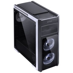 GABINETE TANK B/P LED BCO FRONTAL+TOPO VIDRO TEMPERADO LATERAL ACRÍLICO FUMÊ FULL WINDOW 3 FANS - Preech Informática - Informática e suas tecnologias