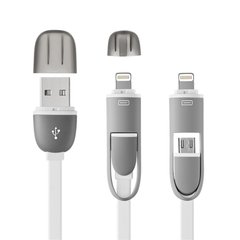 CABO 2 EM 1 MICRO USB COM ADAPTADOR PARA IPHONE 5/6/7 1,5 METROS BRANCO WI334