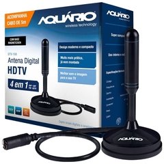 ANTENA DIGITAL HDTV 4 EM 1 VHF/UHF/FM/HDTV USO INTERNO OU EXTERNO COM CABO 5 METROS DTV-150