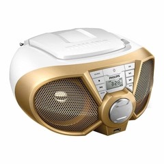 RÁDIO BOOMBOX PORTÁTIL CD/USB/FM/AM PX3125GX/78 BRANCO/DOURADO 5W - comprar online