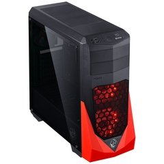 GABINETE MID-TOWER VTI VERMELHO COM 3 FANS LED VERMELHO LATERAL EM ACRÍLICO - VTIPTOVM3FCAF - Preech Informática - Informática e suas tecnologias