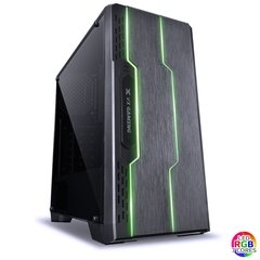 GABINETE GAMER TRON PRETO 7 CORES LED JANELA ACRÍLICA FUME FULL WINDOW FONTE EMBAIXO COM COVER - 09GATR-7