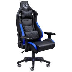 CADEIRA GAMER MAD RACER V10 PRETO COM DETALHES EM AZUL E RODAS EM GEL - MADV10AZGL