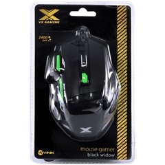 MOUSE VX GAMING BLACK WIDOW 2400 DPI AJUSTAVEL E 06 BOTÕES PRETO COM VERDE - GM106 - loja online