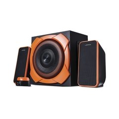 CAIXA DE SOM 2.1 50W RMS GRADE GAMER PRETA E LARANJA SP266