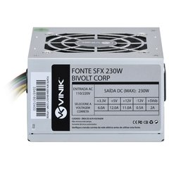 FONTE PARA GABINETE SLIM SFX 230W REAL BIVOLT CORP - VFS230 - Preech Informática - Informática e suas tecnologias