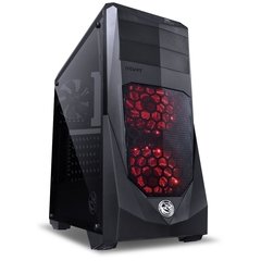 GABINETE MID-TOWER VTI PRETO COM 3 FANS LED VERMELHO LATERAL EM ACRÍLICO - VTIPTOPT3FCAF