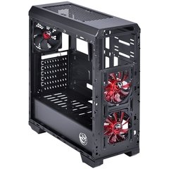 GABINETE MID-TOWER VTI PRETO COM 3 FANS LED VERMELHO LATERAL EM ACRÍLICO - VTIPTOPT3FCAF - Preech Informática - Informática e suas tecnologias