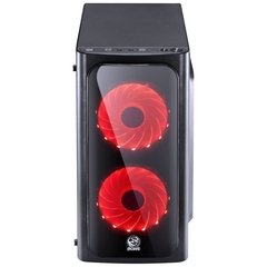 Imagem do GABINETE MID-TOWER VENUS PRETO COM 2 FANS LED VERMELHO LATERAL EM ACRÍLICO - VENPTVM2FCA