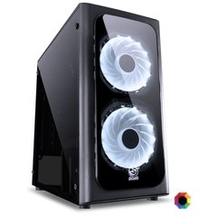 GABINETE MID-TOWER VENUS PRETO COM 2 FANS LED 7 CORES LATERAL EM ACRÍLICO - VENPT7C2FCA