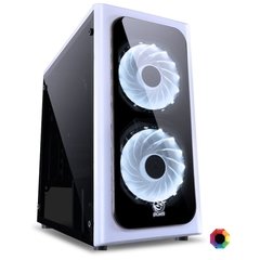 GABINETE MID-TOWER VENUS BRANCO COM 2 FANS LED 7 CORES LATERAL EM ACRÍLICO - VENBC7C2FCA